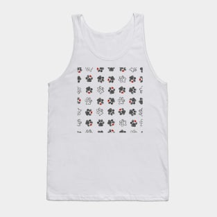 Doodle paw prints red hearts Tank Top